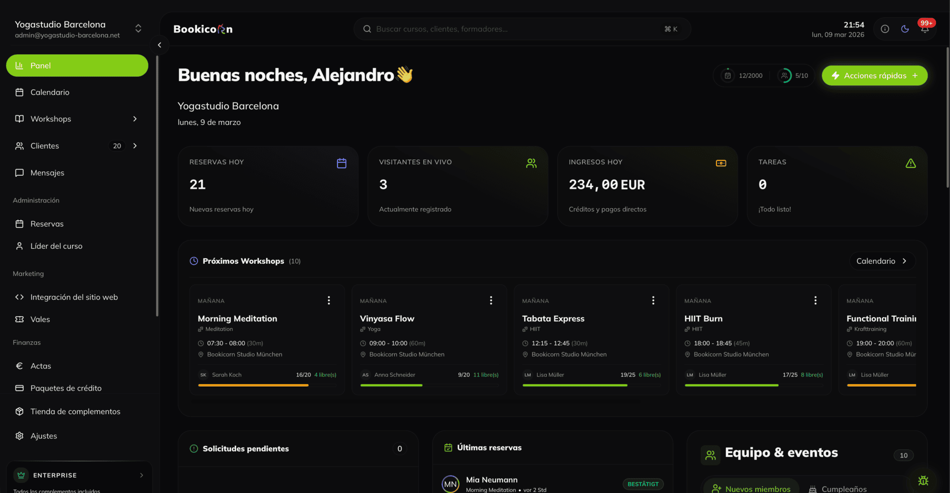Bookicorn Dashboard